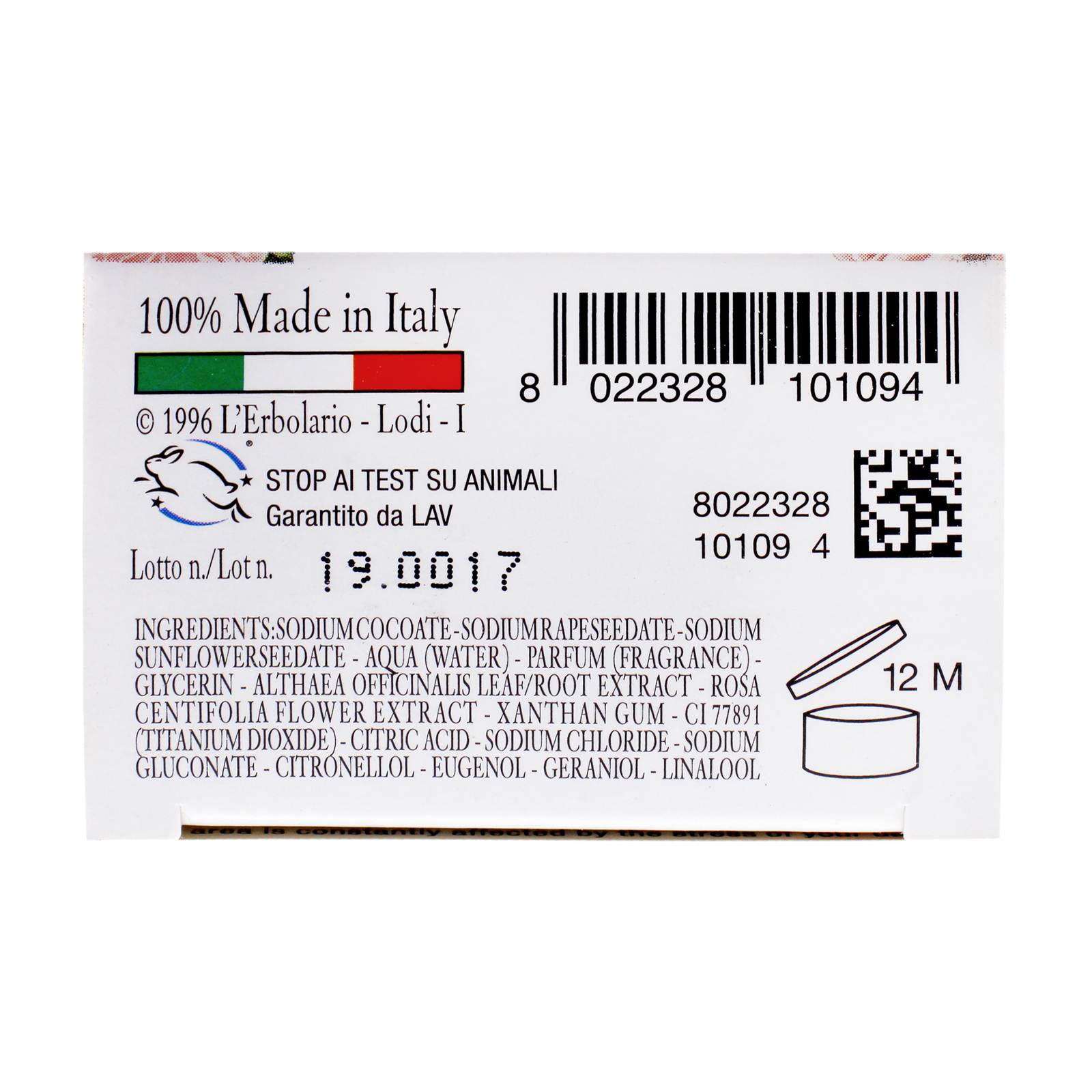 Rose Perfumed Bar Soap by LErbolario for Unisex – 3.5 oz Soap