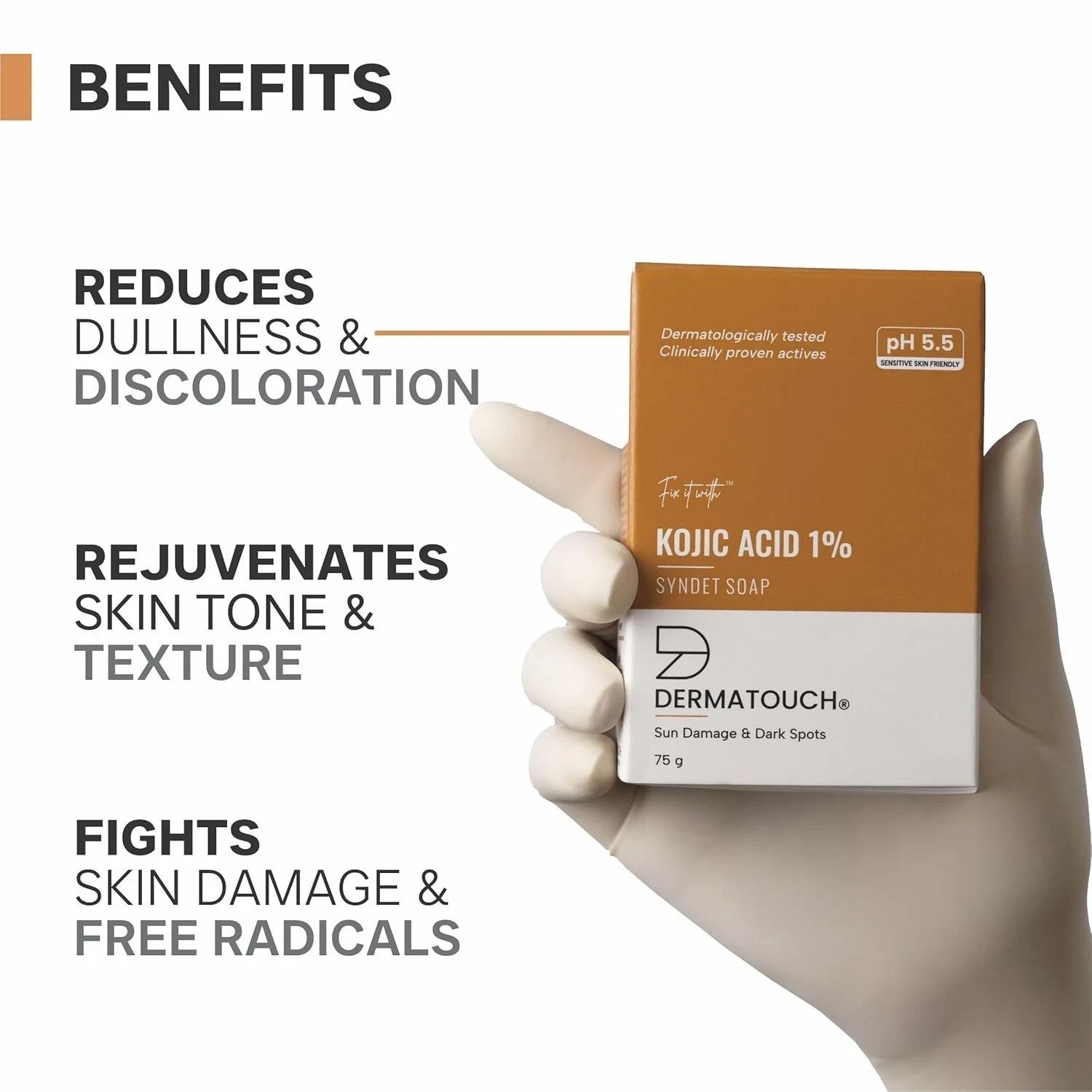 DERMATOUCH Kojic Acid 1% Soap with Glutathione For Pigmentation 75g x 2 L657
