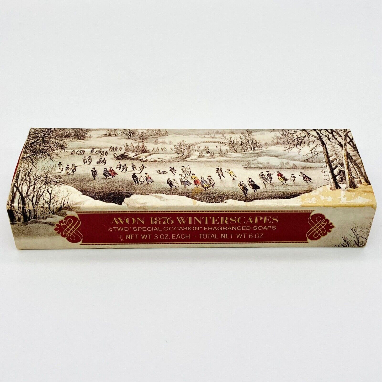 Avon Soaps 1876 Winterscapes Currier & Ives Design 2 Bars In Original Box