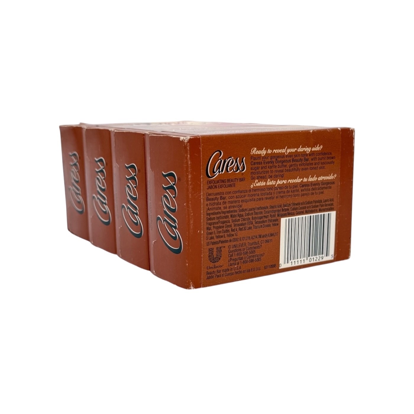 4 Caress Evenly Gorgeous Exfoliating Beauty Bars Soap 3.1 oz Brown Sugar Karite