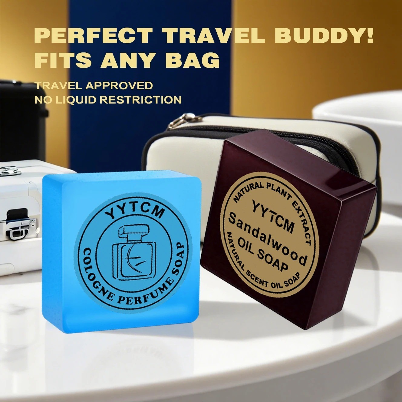2-Pcs Men’s Cologne Perfume & Sandalwood w/ Essential Oil Handmade Bath Soap*