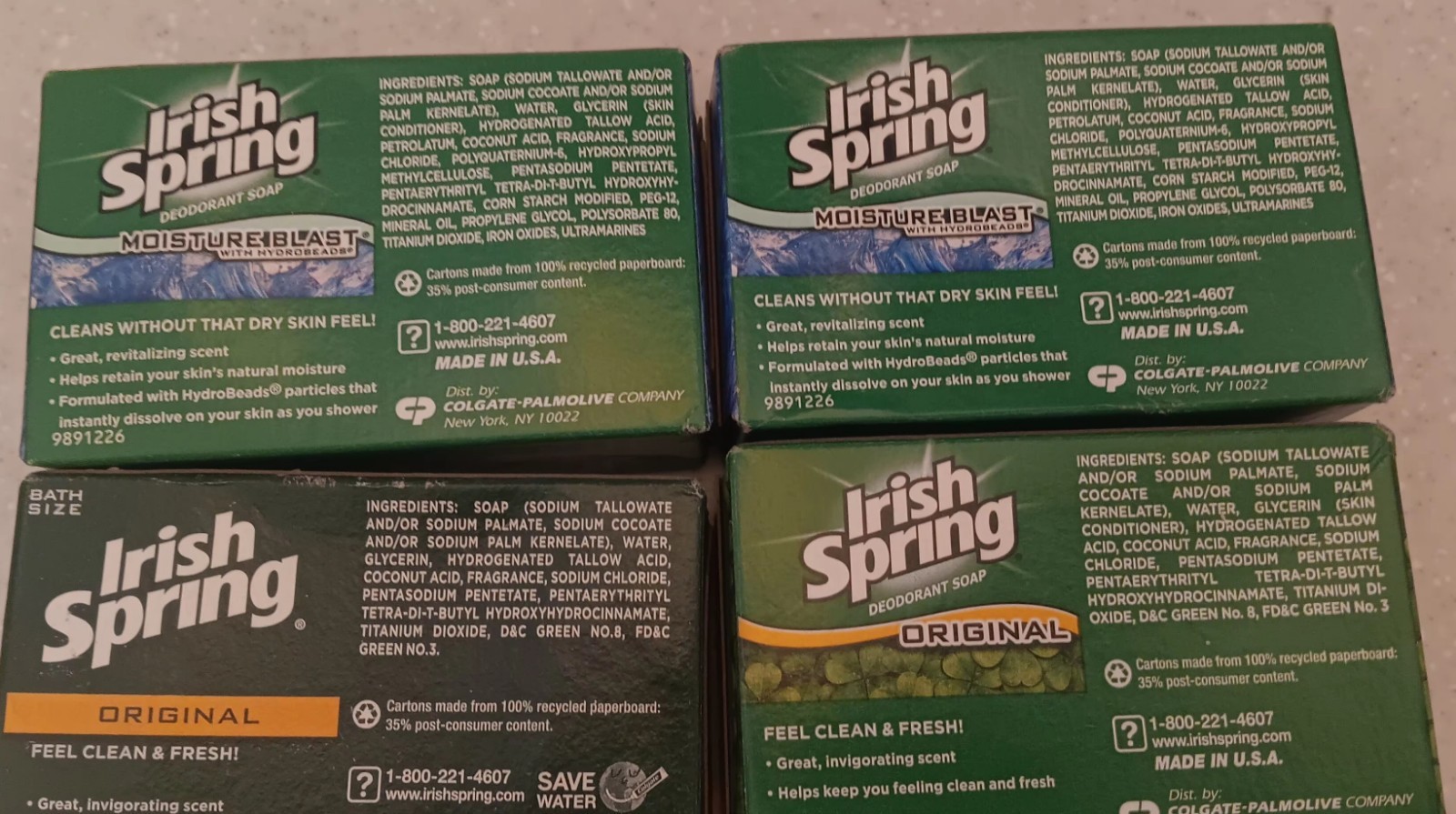 Irish Spring Soap Lot Of 4 Mix ORIGINAL Moisture Blast In Box Collectors