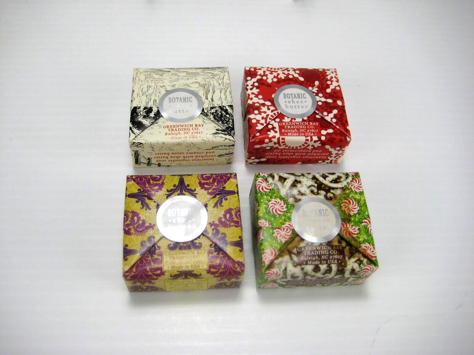 GREENWICH BAY SHEA BUTTER SOAP SET OF 4 WINTER THEMED SOAPS 1.9 OZ. SIZE NEW