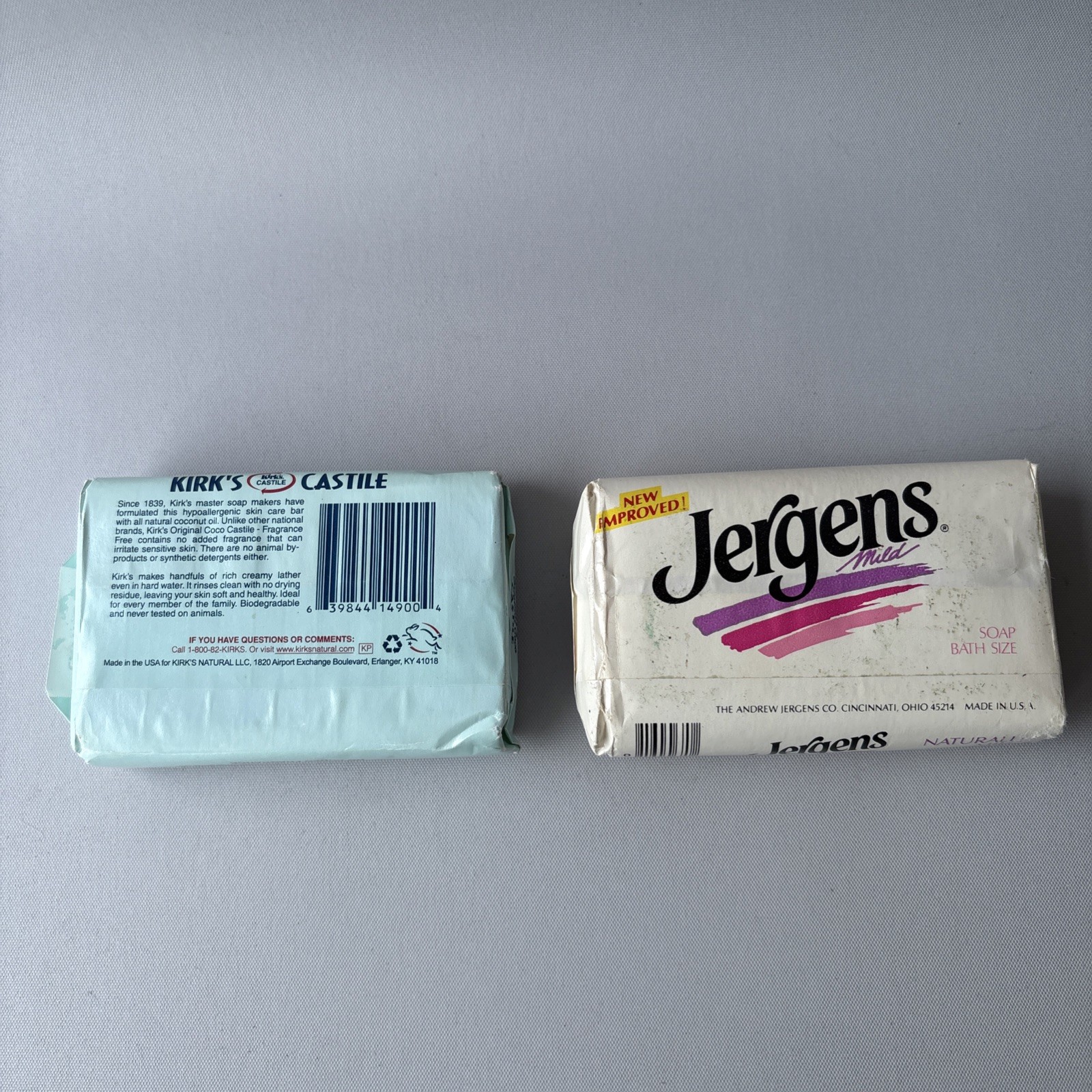 Mixed Lot Jergens Mild Bar &Kirk’s Original Coco Castile Soap Hand Body Prop VTG