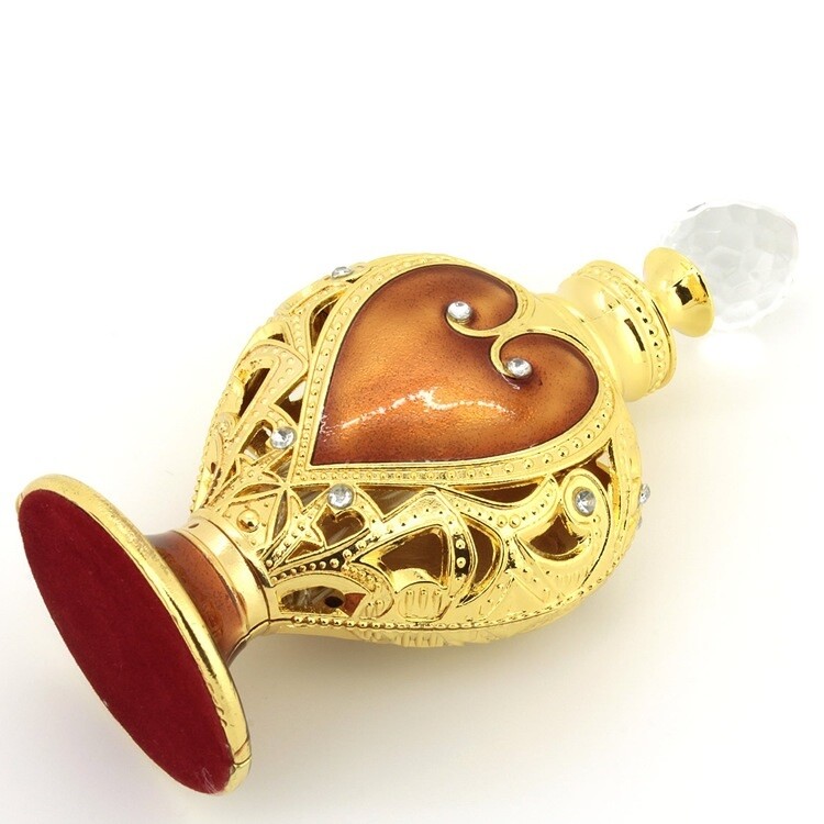 12ml Vintage Love Heart Empty Metal Perfume Bottle Refillable Aromatherapy oils