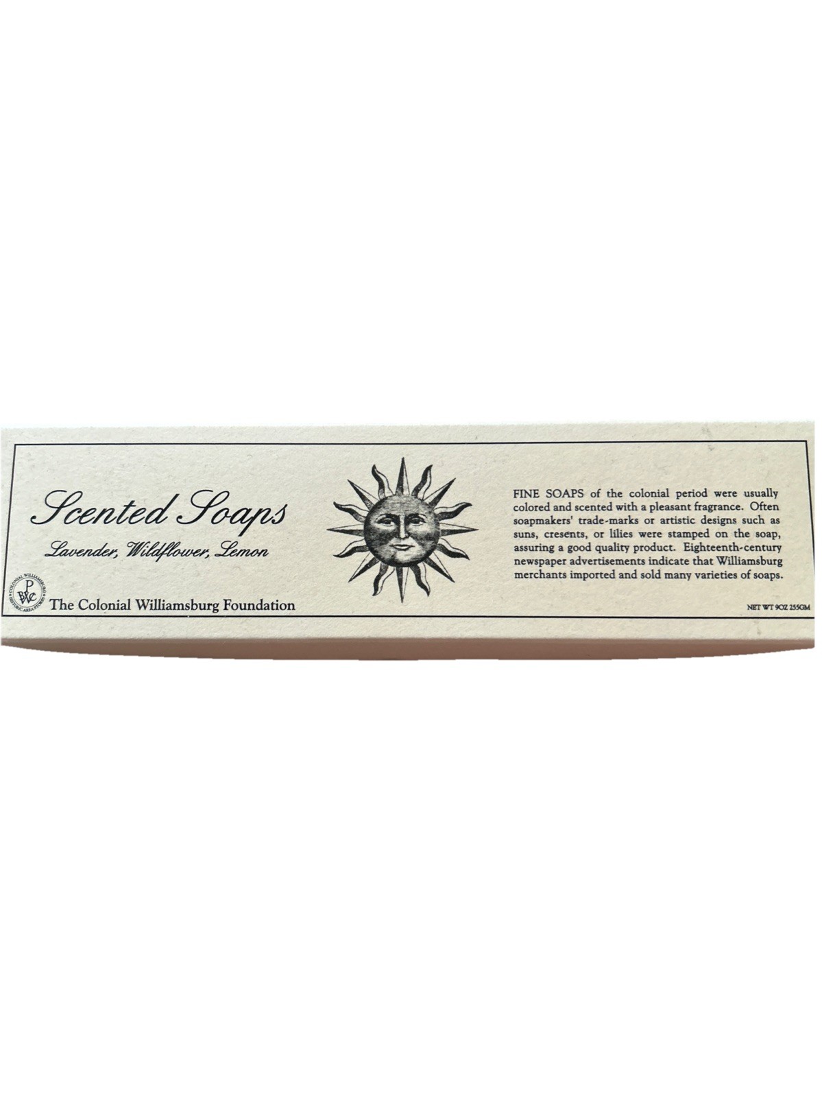 Colonial Williamsburg Foundation 3 Scented Soaps Lavender Wildflower Lemon. NOS.