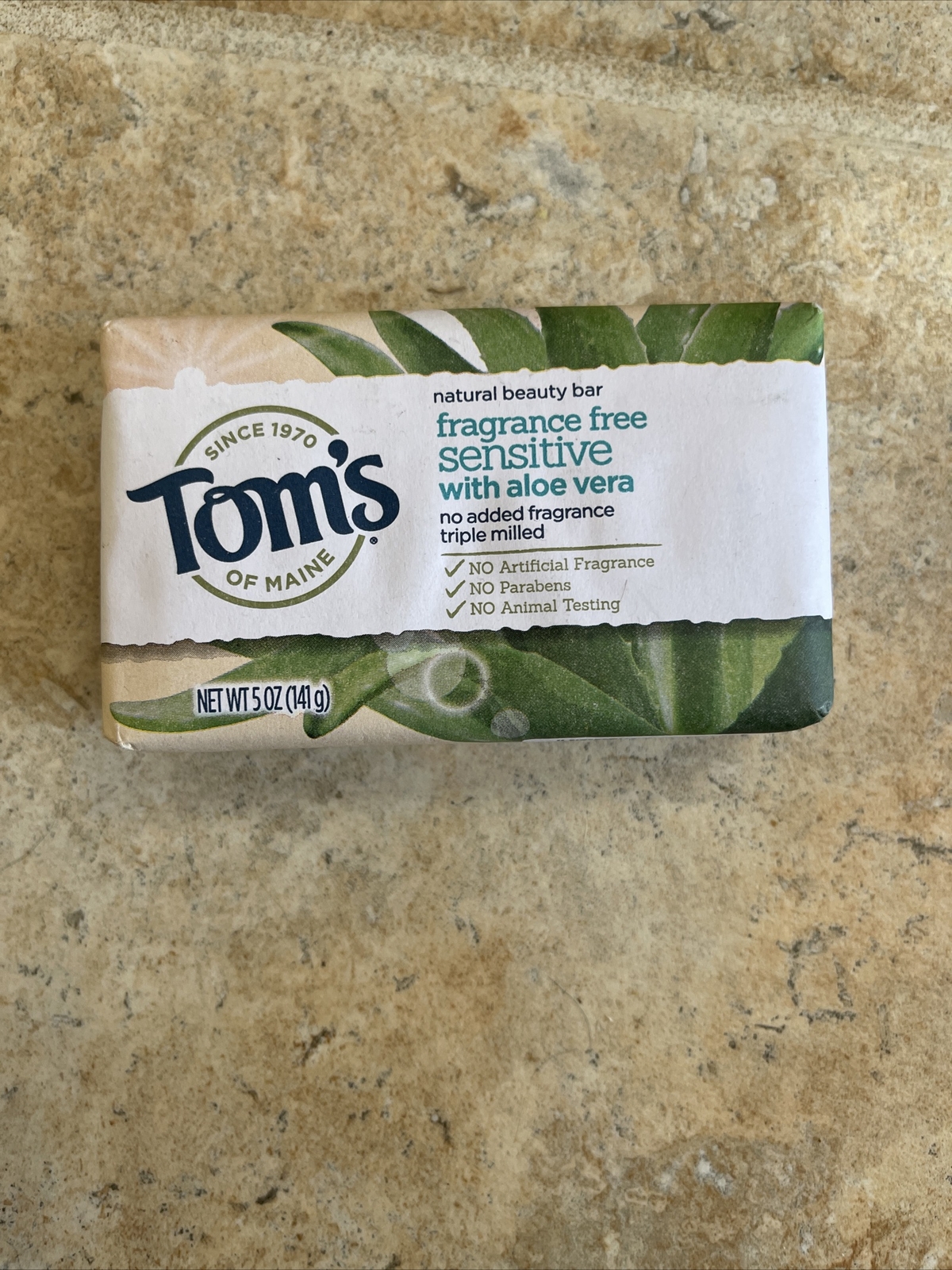Tom’s of Maine Natural Beauty Bar Soap Sensitive Fragrance Free -Aloe Vera 5oz