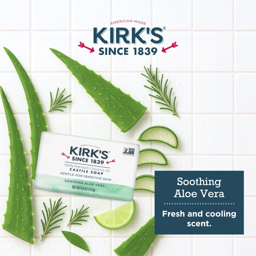 Kirk’s Castile Bar Soap for Men, Women & Children – Made 4 Ounce (Pack of 6)