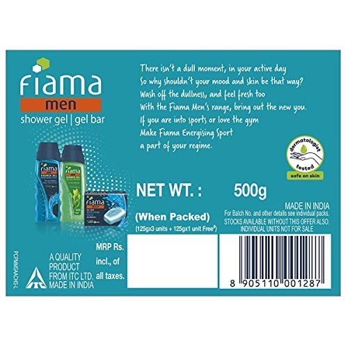 Fiama Men Sport Gel Bar 4x125g Ginseng Lemongrass Moisturizing Soap