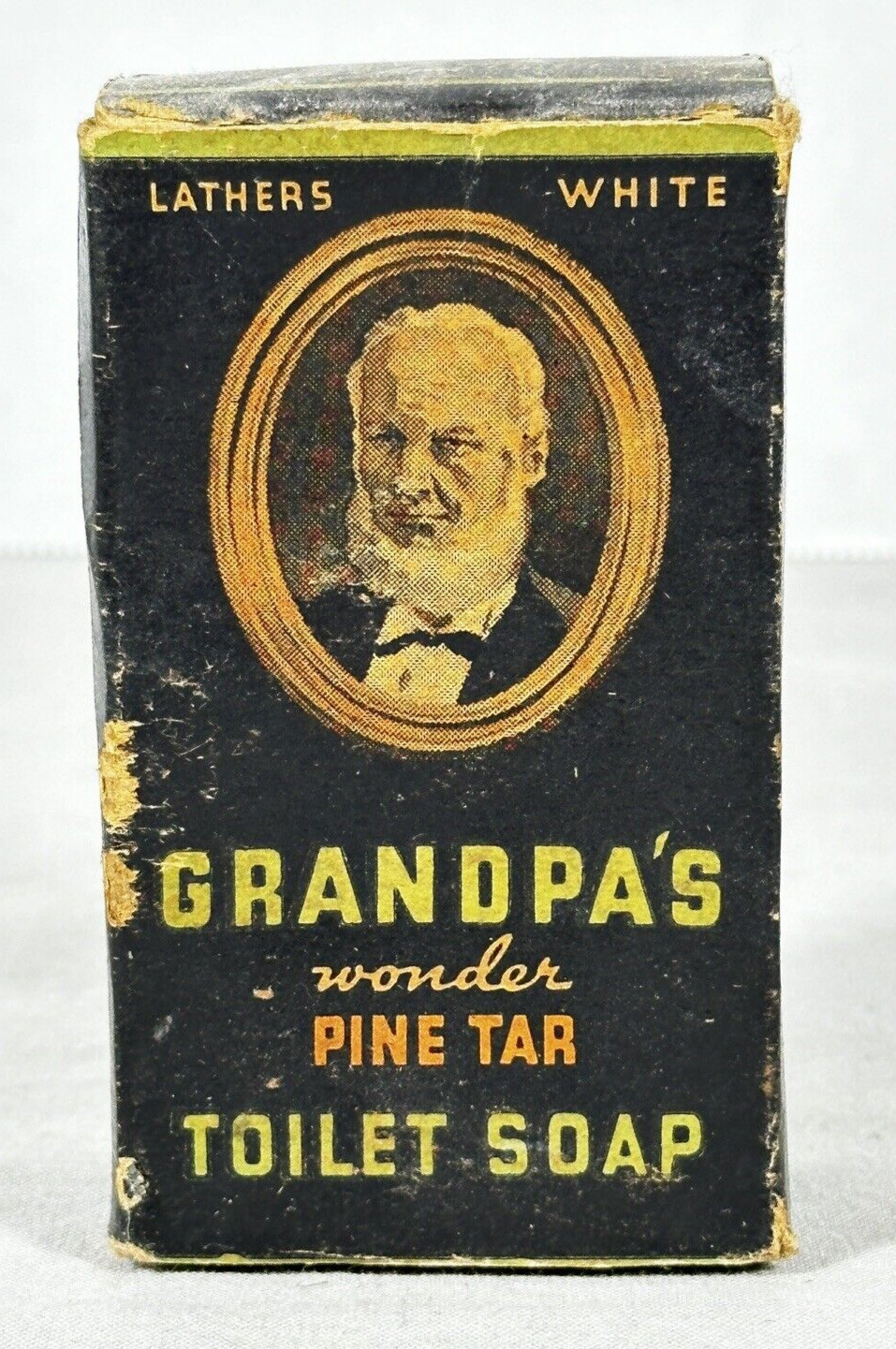 Antique Grandpa’s Wonder Pine Tar Toilet Soap Cincinnati Ohio Orig Paper Insert