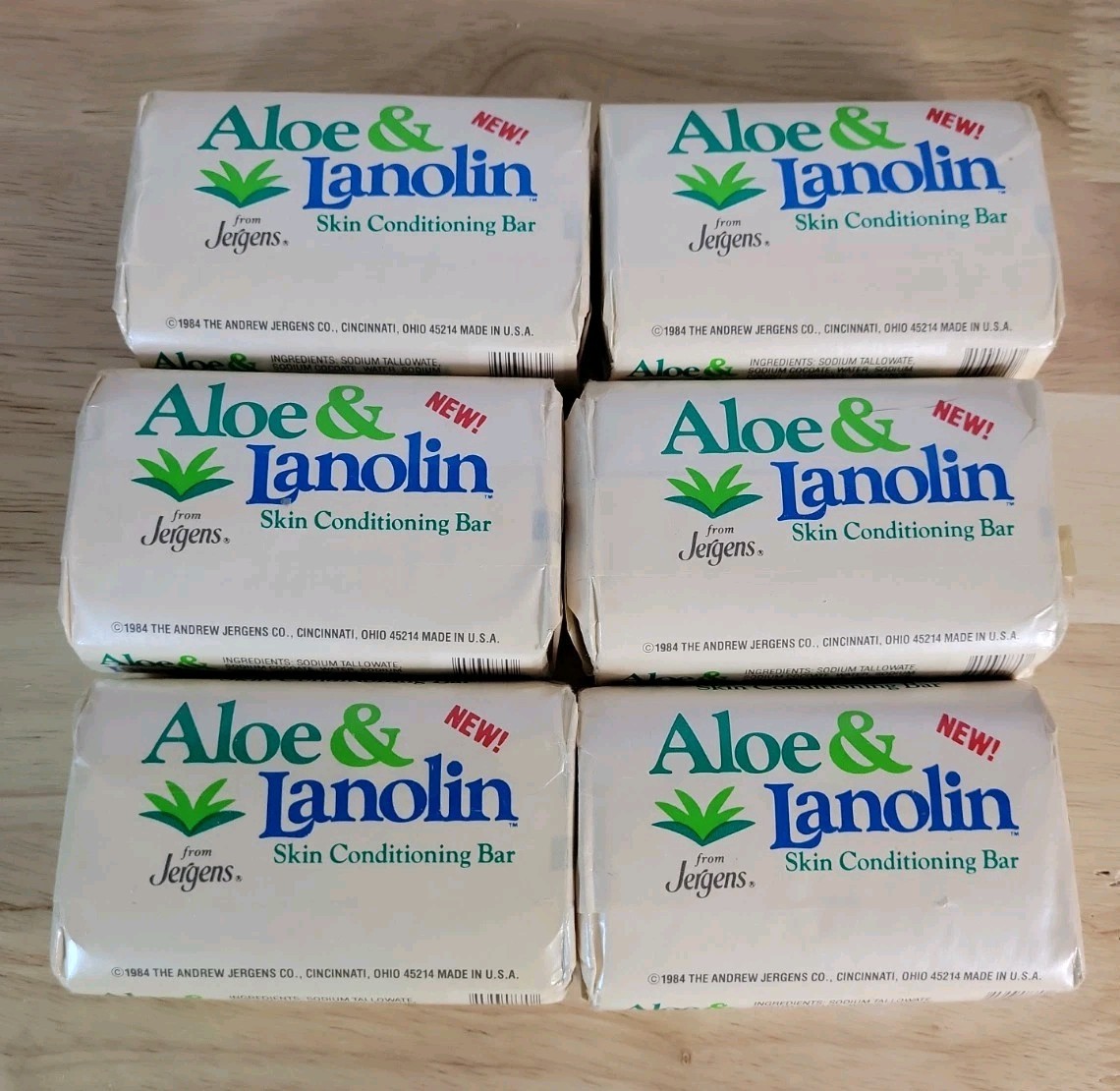 6 Bars Vintage 80’s Jergens Aloe & Lanolin Skin Conditioning Bar Soap 4.75oz
