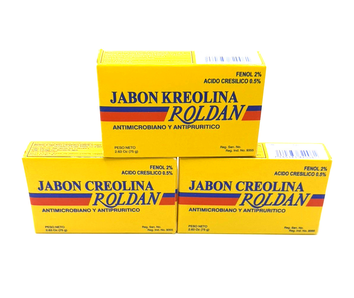 (Pack of 3) Jabon Creolina Roldan Antimicrobiano y Antipruritico, 2.63 oz