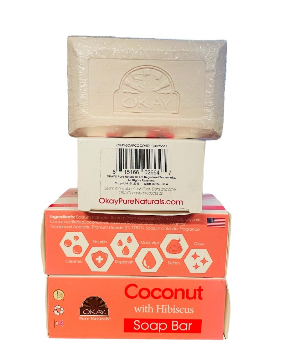 OKAY COCONUT WITH HIBISCUS SOAP BAR ( 3 Packs )9oz / 255gr FREE SHIPPING