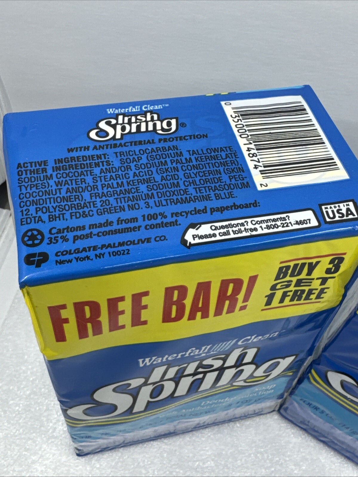 Lot Of 2 – 4 Packs Vintage Irish Spring WATERFALL CLEAN Soap 8 Bars Total 5oz