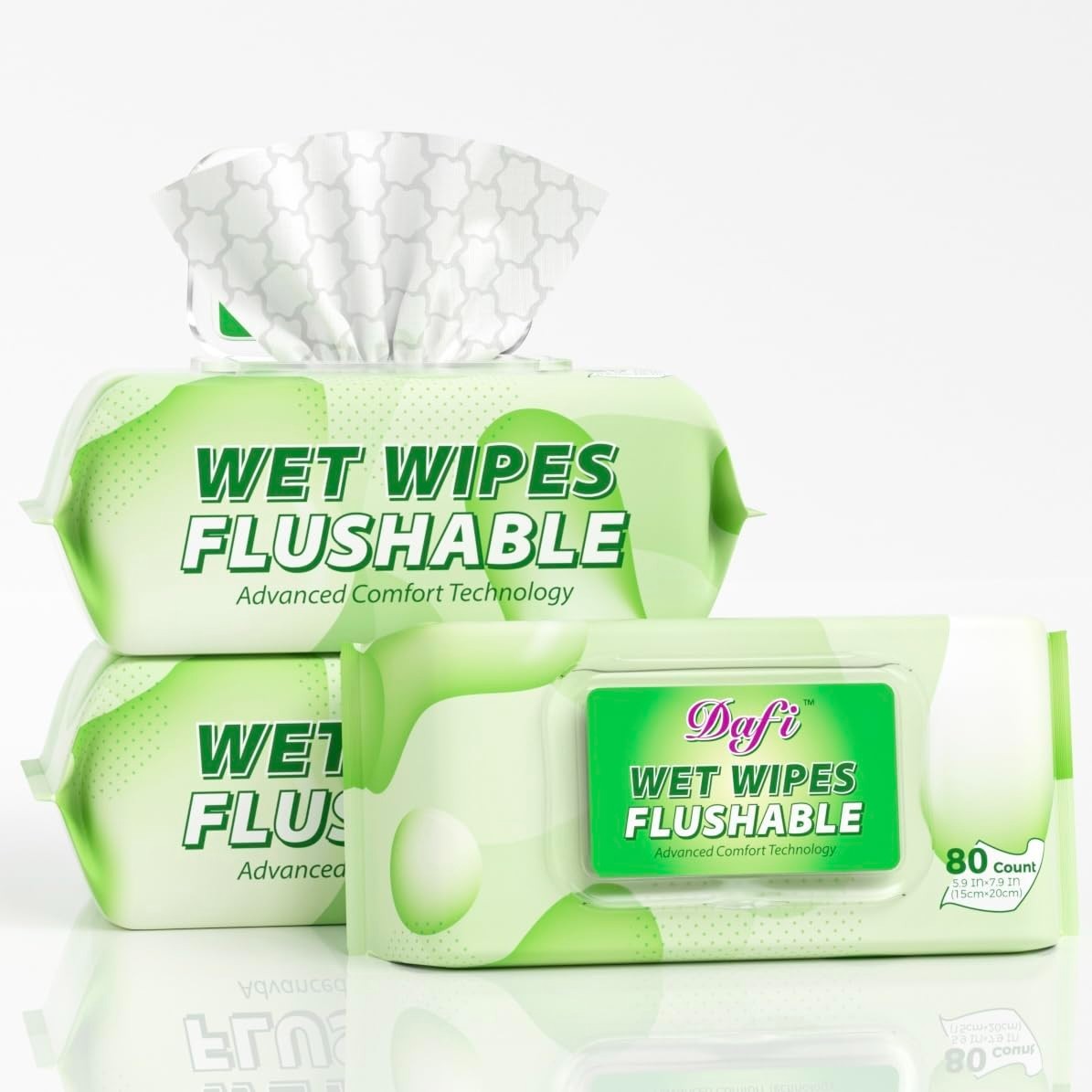 Gentle Flushable Wipes for Adults: 240 Plant Fiber Wipes, Septic Safe Pack of 3