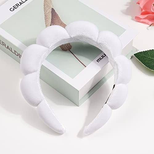 Spa Headband for Washing Face Sponge Makeup Headbands Skincare Headband White
