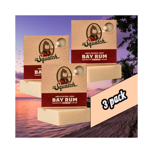 Dr. Squatch Bay Rum Natural Bar Soap 5 oz (Pack of 3)