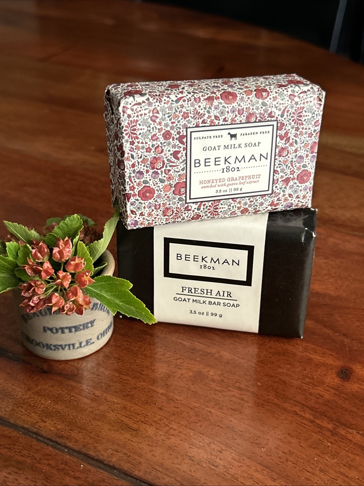 2 Beekman 1802 3.5oz Soap Bars: Honeyed Grapefruit & Fresh Air