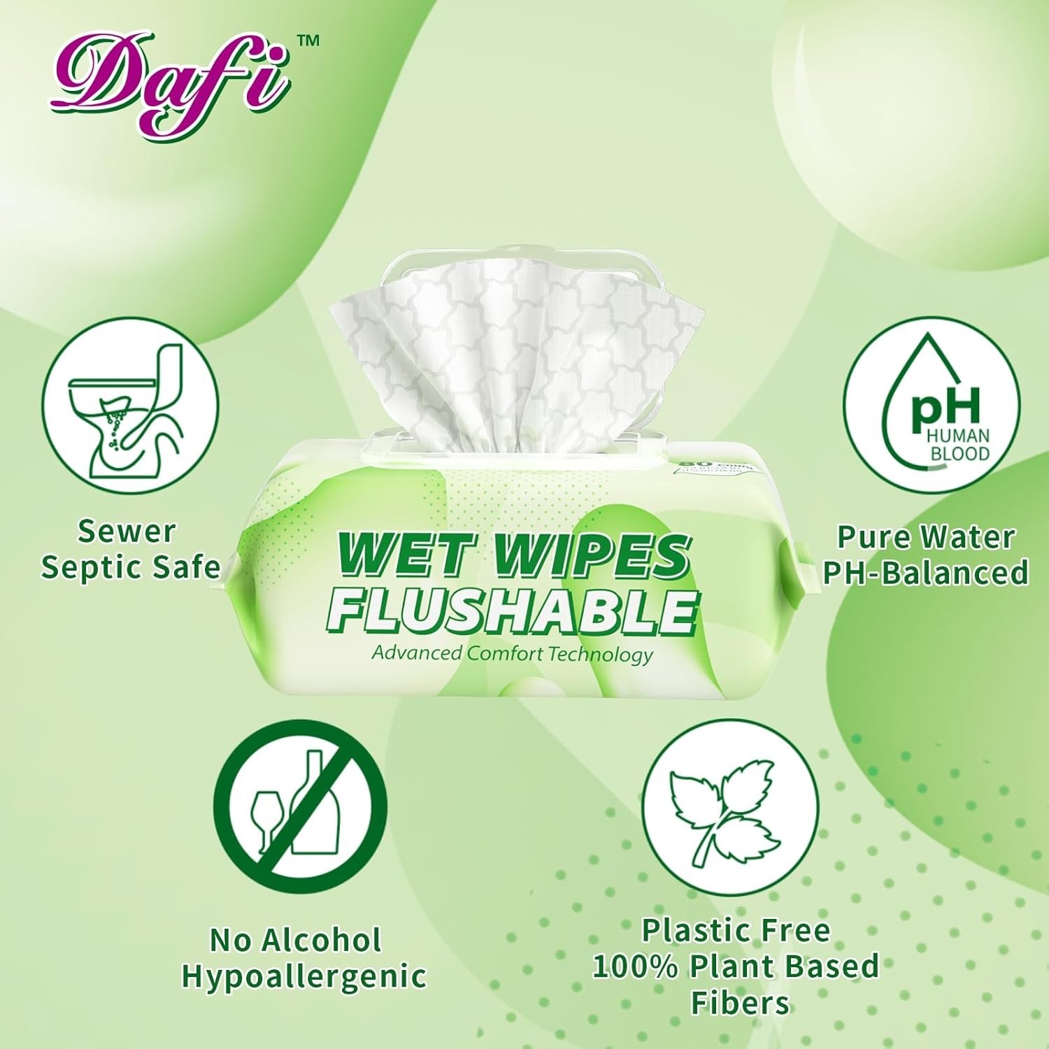 Gentle Flushable Wipes for Adults: 240 Plant Fiber Wipes, Septic Safe Pack of 3