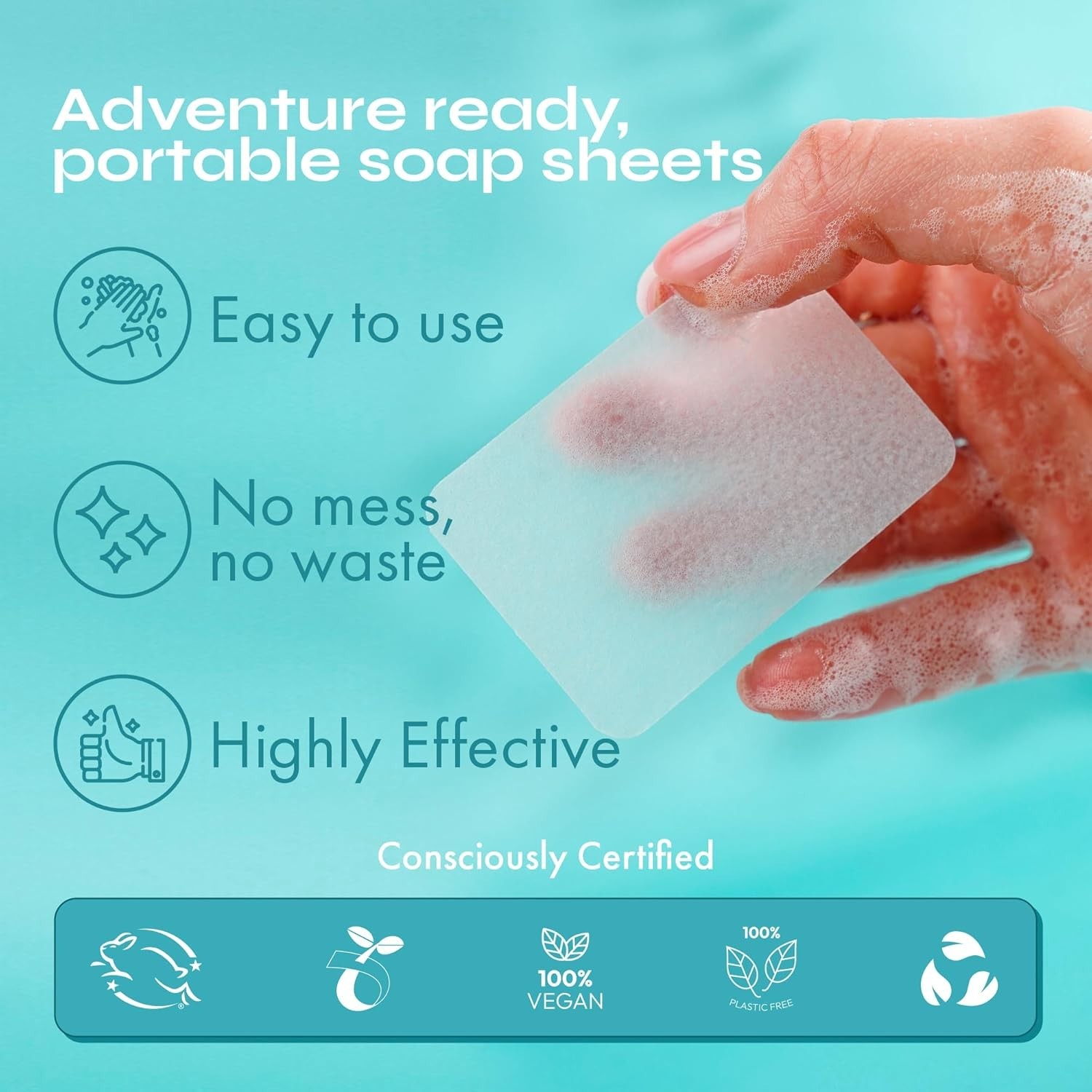 100 Antibacterial Paper Soap Sheets – Unscented, Portable Travel Hygiene
