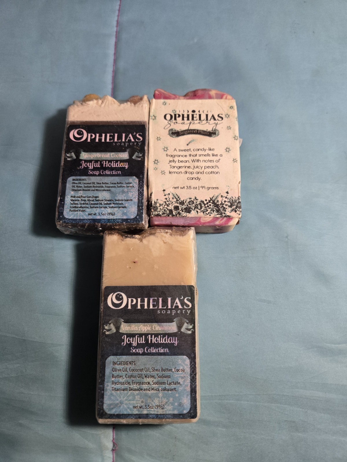 Ophelias Handmade Bar Soap Set Of 3 Various Scents New Luxury