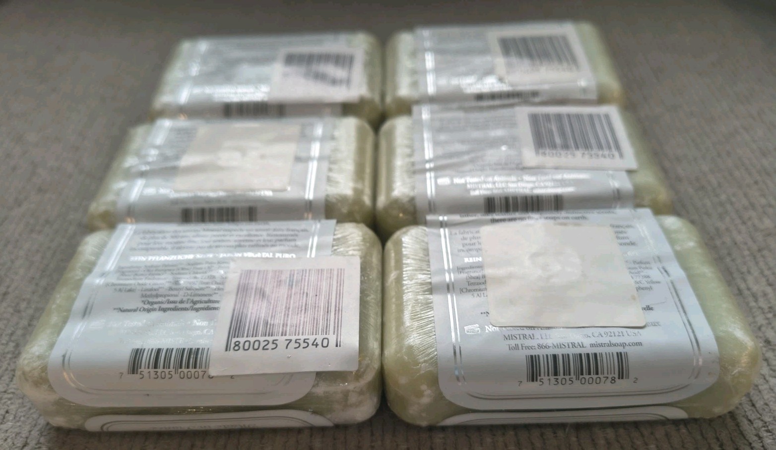 Mistral APPLE BLOSSOM Gentle Vegetable Organic Soap Bar 200g/7oz EA France 6 LOT
