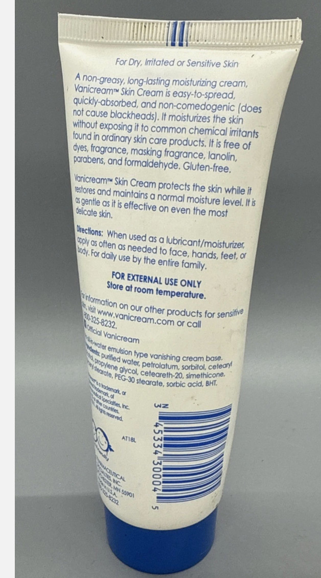 (5 Pack) Vanicream Skin Cream Tube – 4 oz New And Sealed.