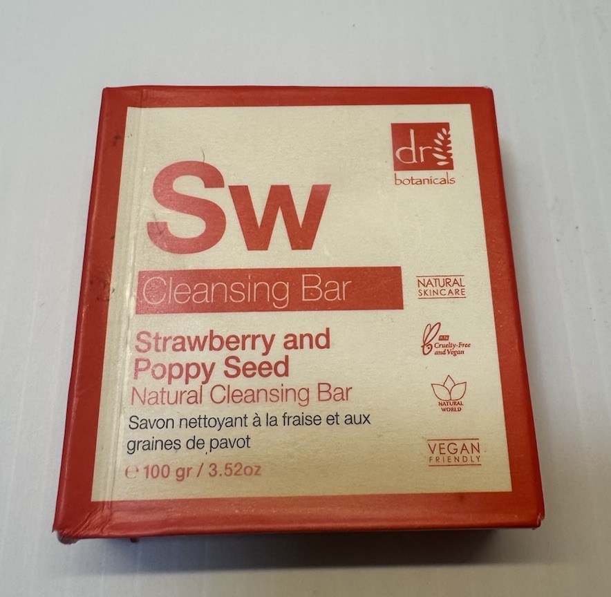Dr Botanicals Strawberry & Poppy Seed Cleansing Soap Bar 3.52 Oz NEW