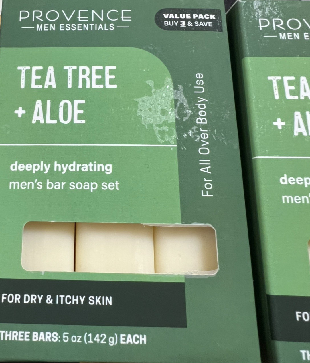 Provence Men Essentials Tea Tree + Aloe Bar Soap 3 Pack 5 Oz Each Deep Hydrating