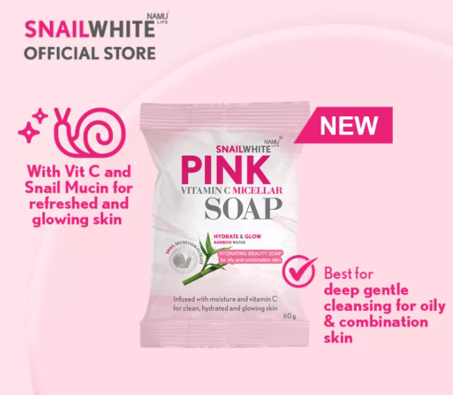 Snail White PINK Vitamin C Micellar Soap 60g x 2