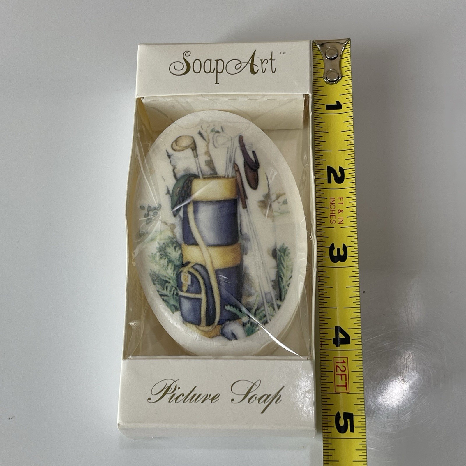 Vintage Soap Art Golf Theme Picture Soap Bar New In Box Retro Bathroom Decor
