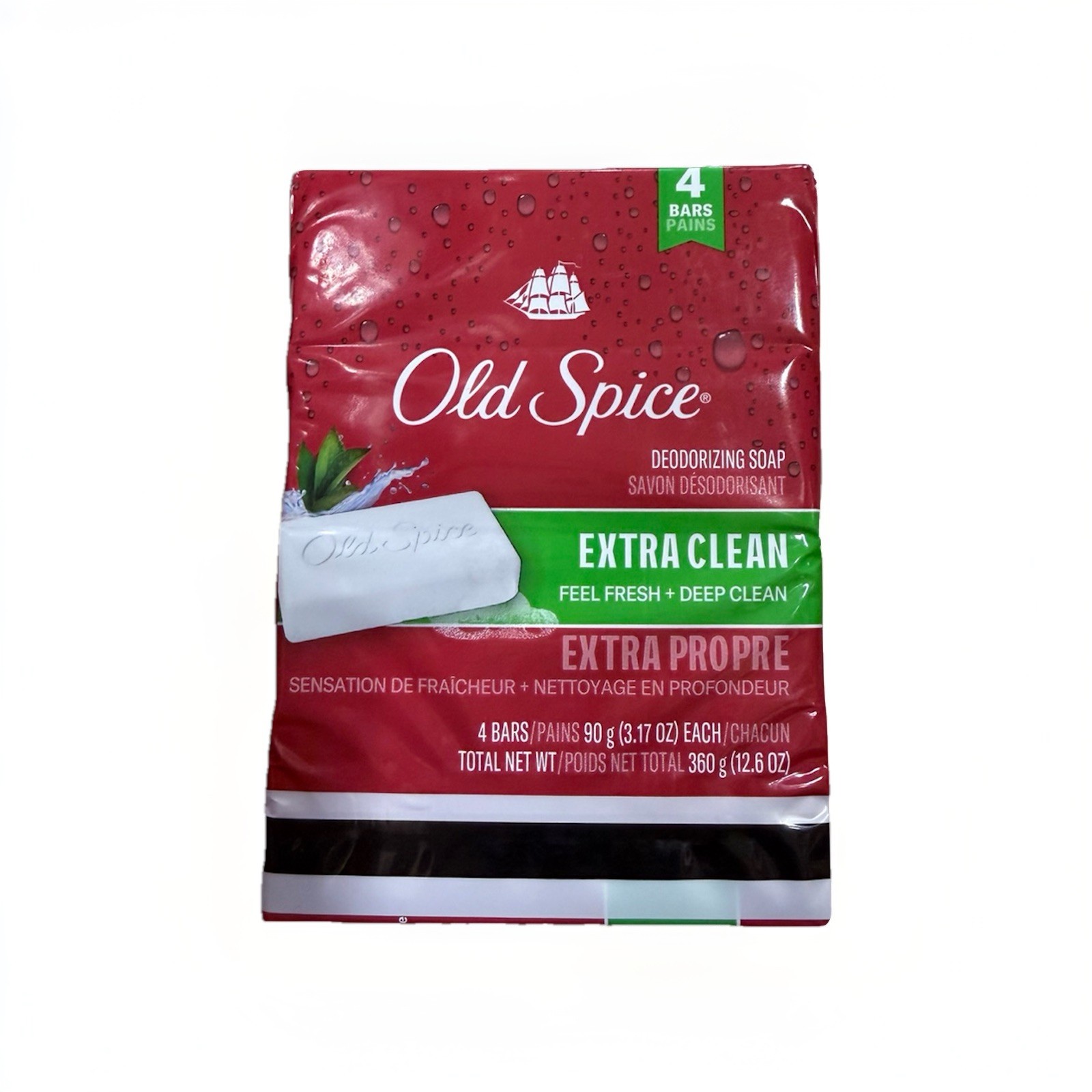 Old Spice Extra Clean Deodorizing Soap for Men, 4-Bar Multipack 12.6 oz