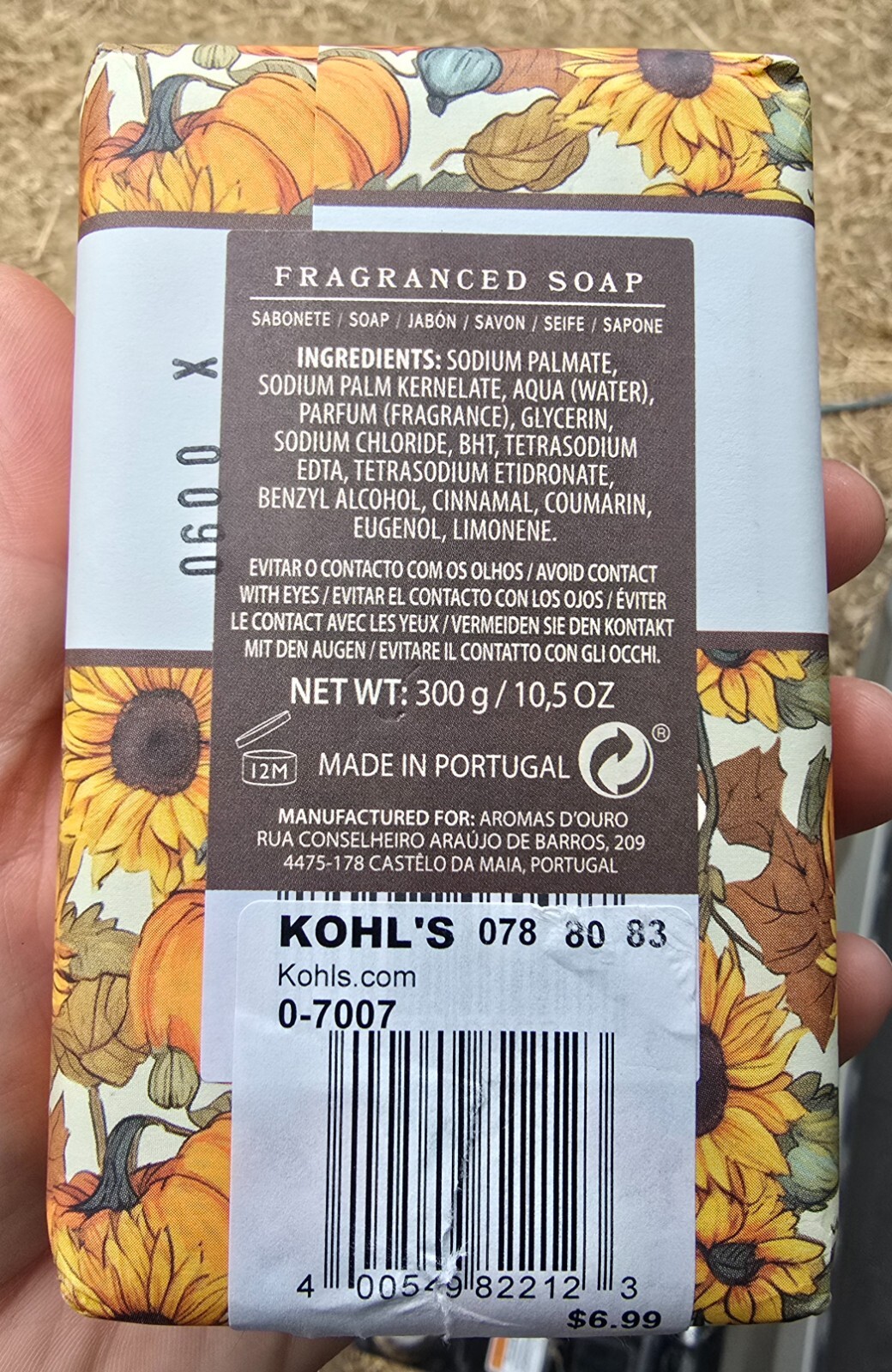 Aromas D’ouro Pumpkin Fragranced Soap 10.5oz Bar Made in Portugal New Sealed