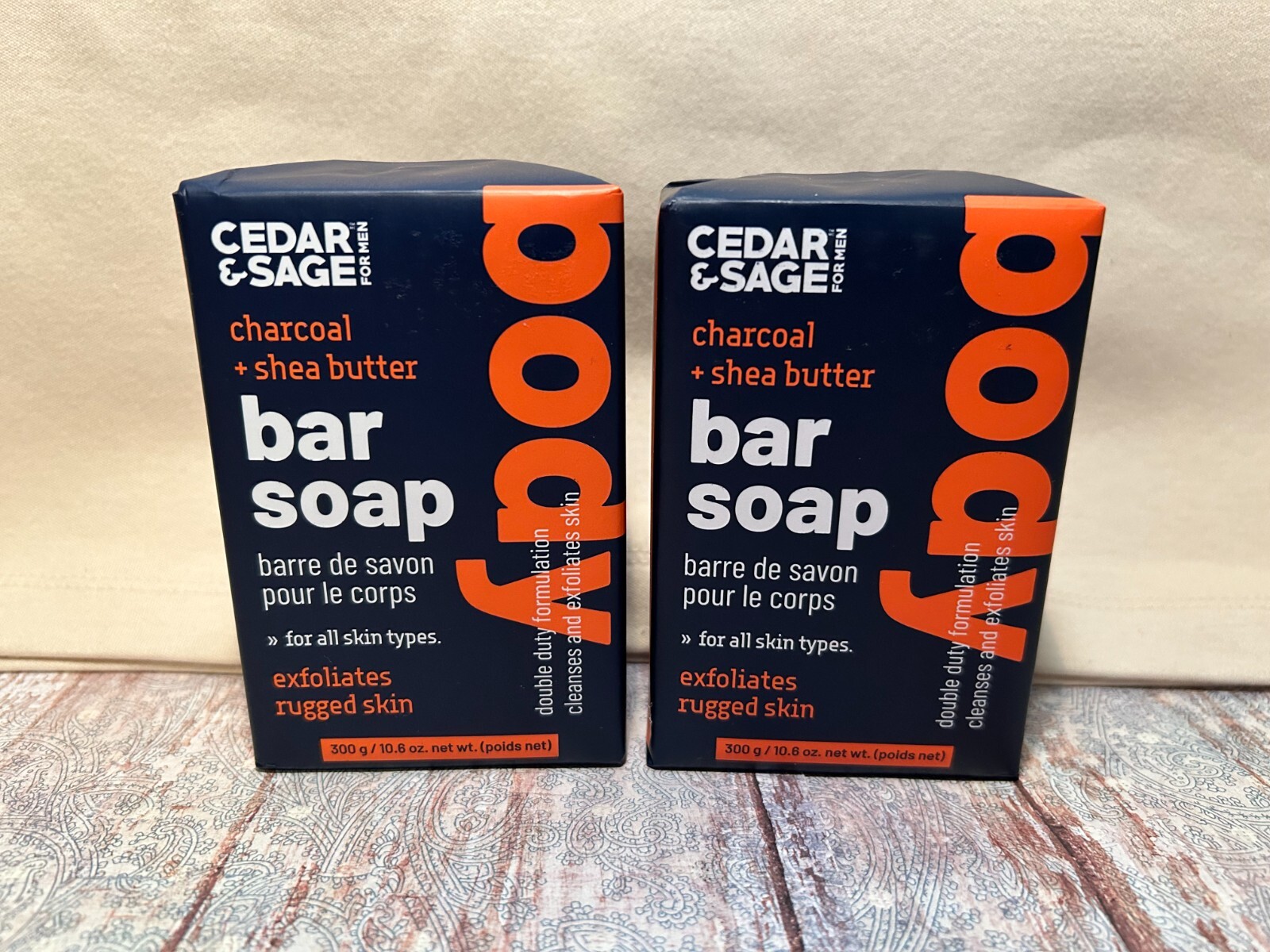 2x Cedar & Sage For Men Bar Soap Charcoal + Shea Butter 10.6 oz.