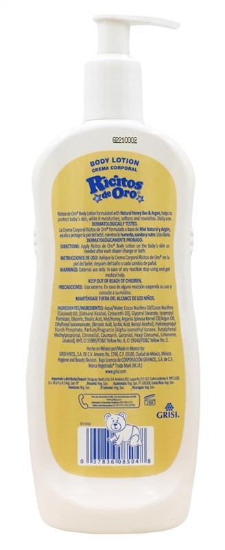 (2 PACK) Ricitos De Oro Baby Body Lotion Honey Bee/Argan 12.5 Ounce