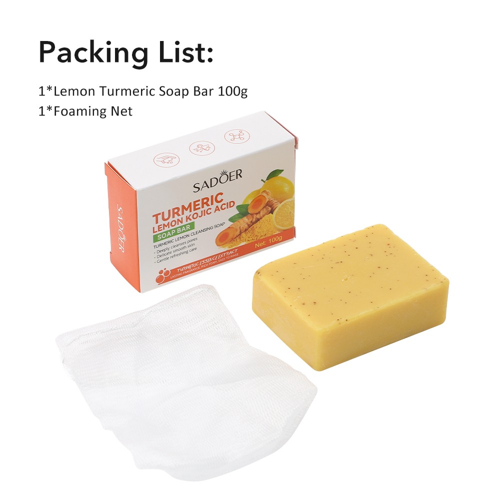 1~5PCS Turmeric Lemon Soap Face & Body Dark Spot Whitening Skin Lightening 100g