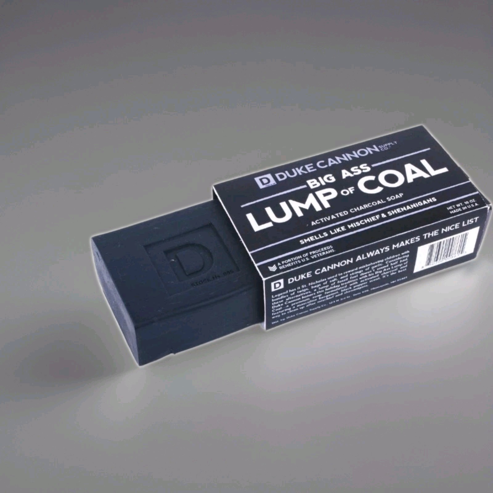 Duke Cannon Big Ass Lump Of Coal Big Brick of Soap Naughty Santa