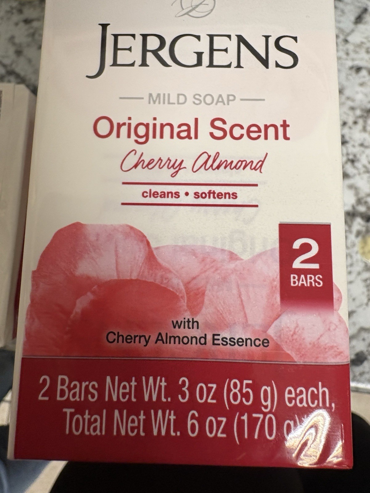5 Packs (10Bars Total) Jergens Cherry Almond Mild Soap Original Scent,