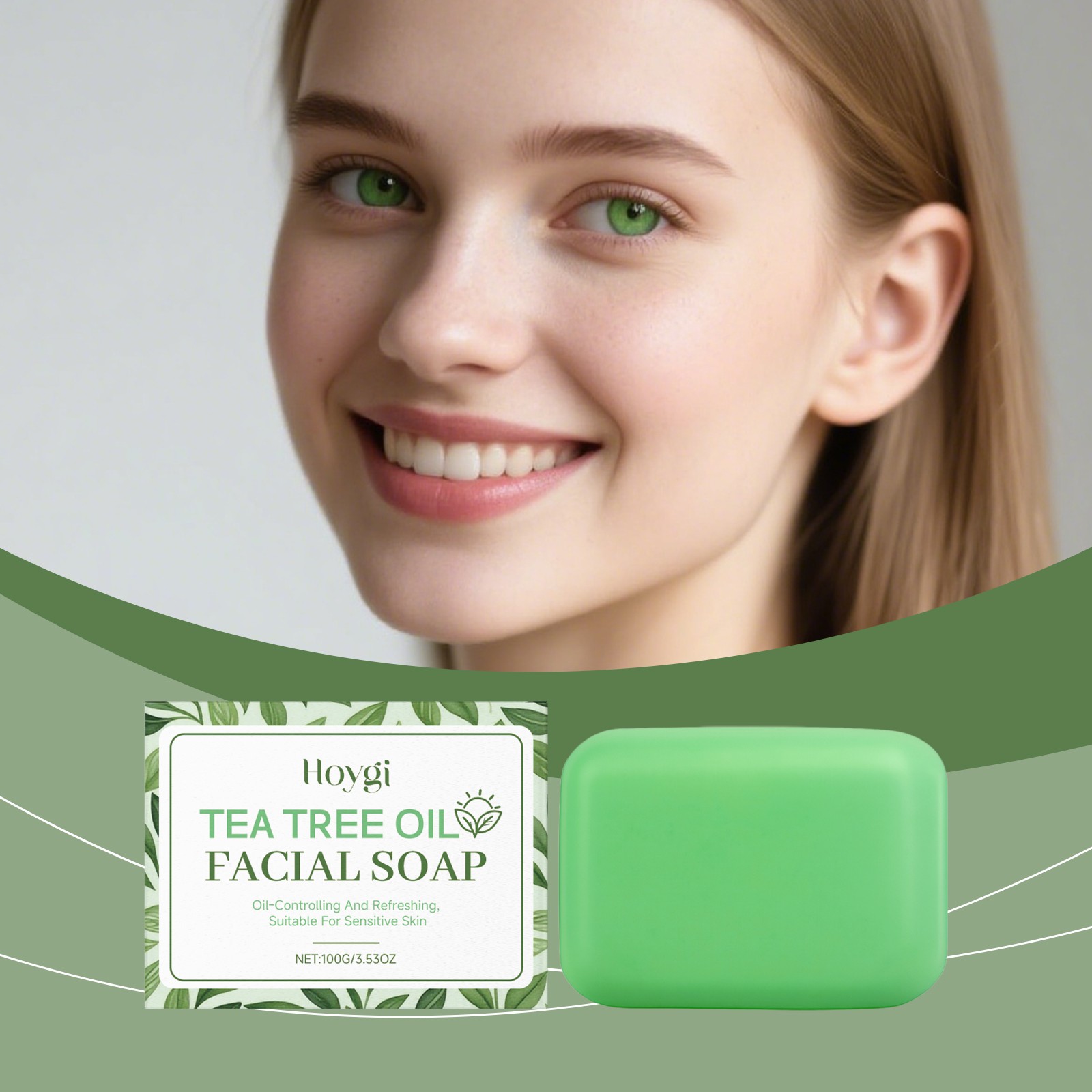 Tea Tree Oil Face Soap, Oil Control & Refreshing Cleansing Bar for Oily Skin