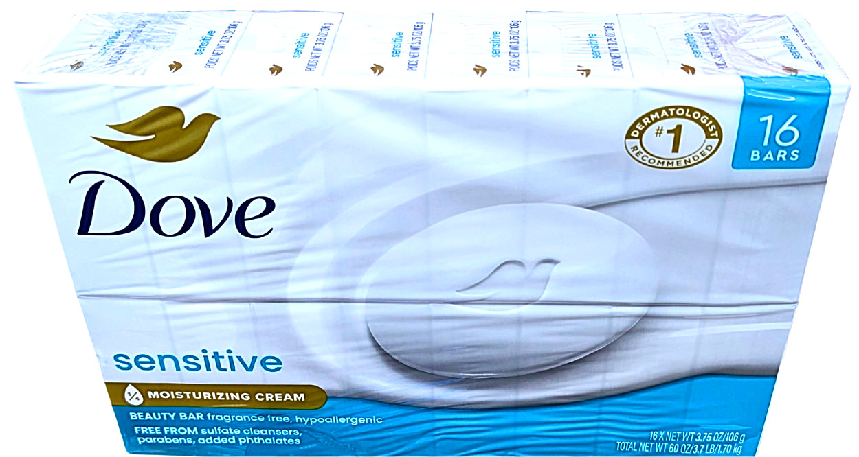 Dove Beauty Bar Soap Sensitive Skin Moisturizing Cream 16 x 3.75 Oz