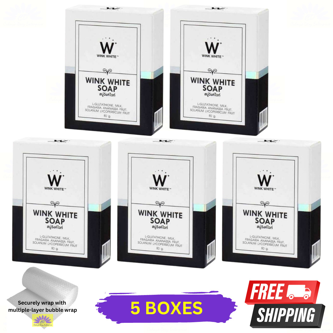 5 X Wink White Soap 80g Gluta Whitening Body Pure Face Lightening Skin Cleansing