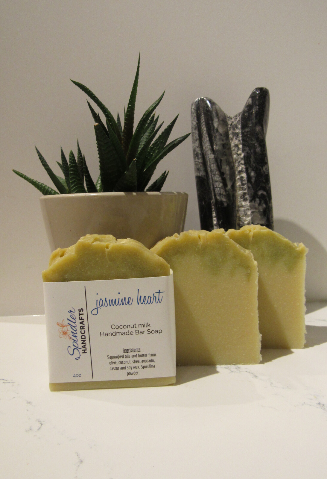 JASMINE HEART – Moisturizing Handmade-Homemade Clay Bar Soap, wt. 4oz