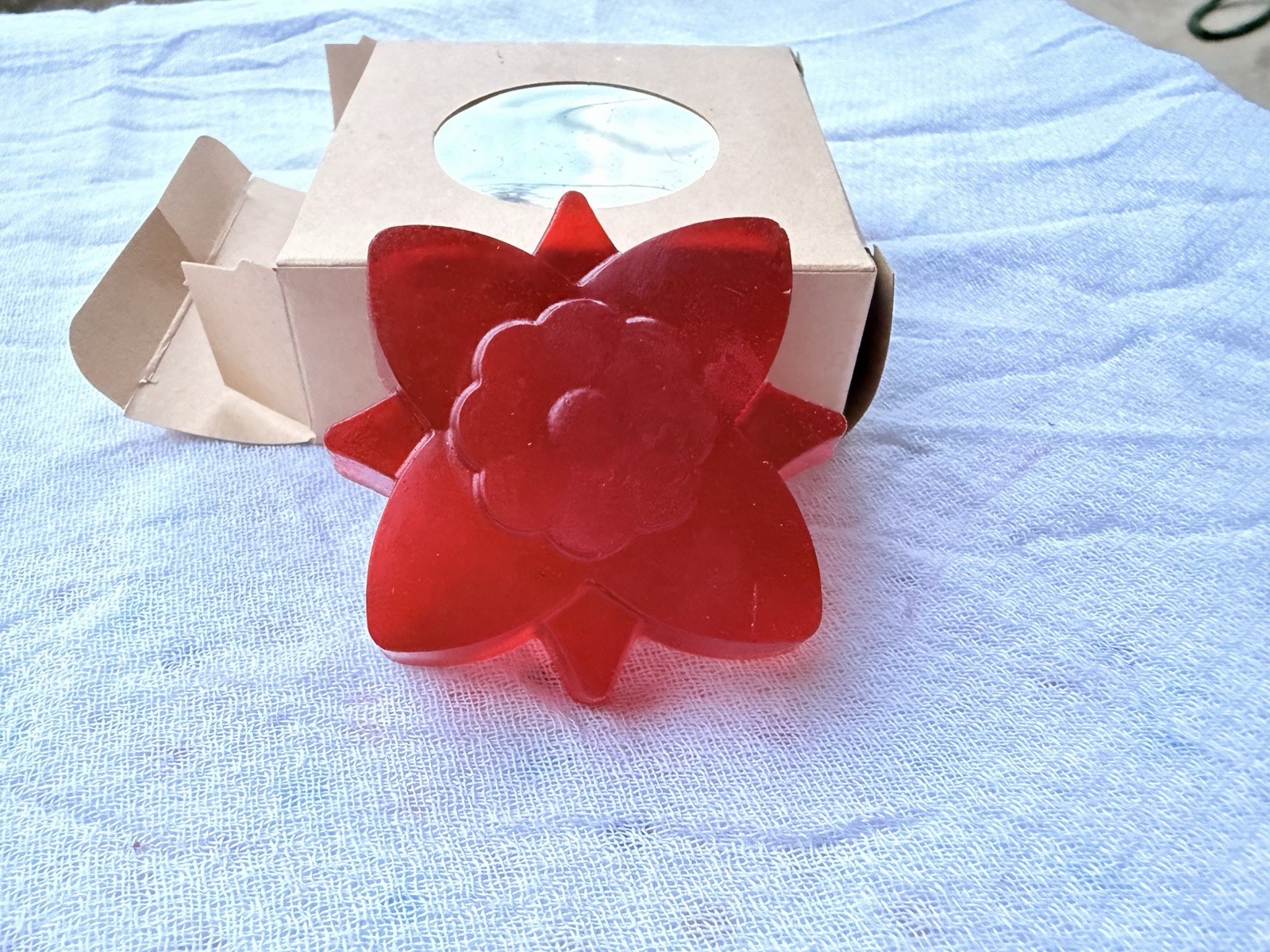 3 Handmade Red Floral Flower-Shaped Body Bar Soap for Body & Hands Men Women