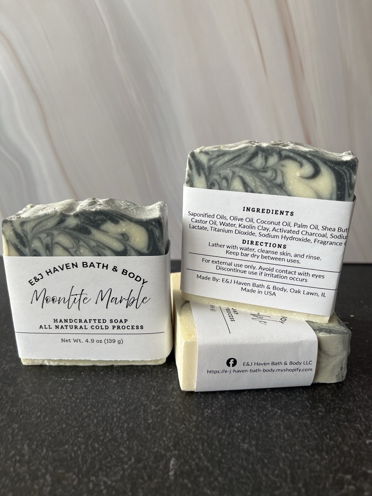 E&J Haven Bath & Body Handcrafted Moonlite Marble Soap Cold Process 4.9 oz