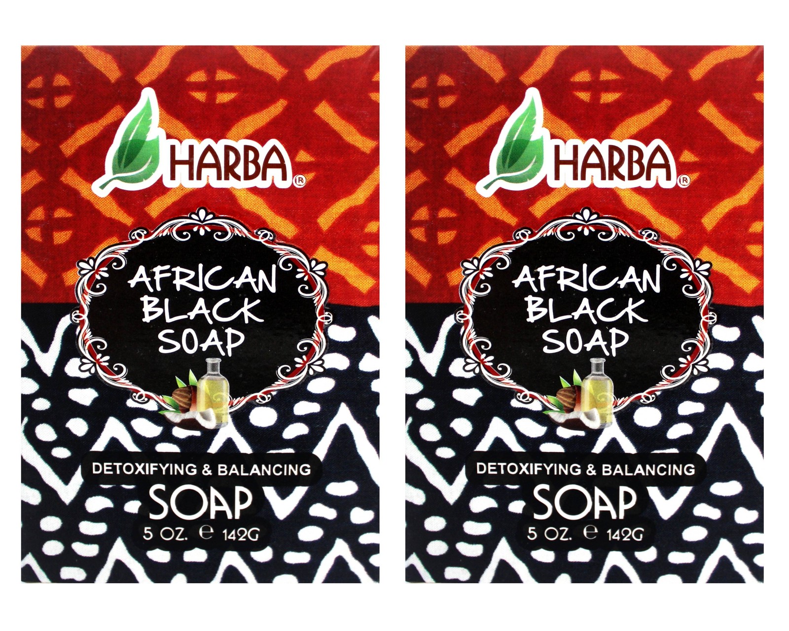 Harba Bath Soap African Black, Detoxifying & Balancing, 5 OZ (142g) – 2 Pack