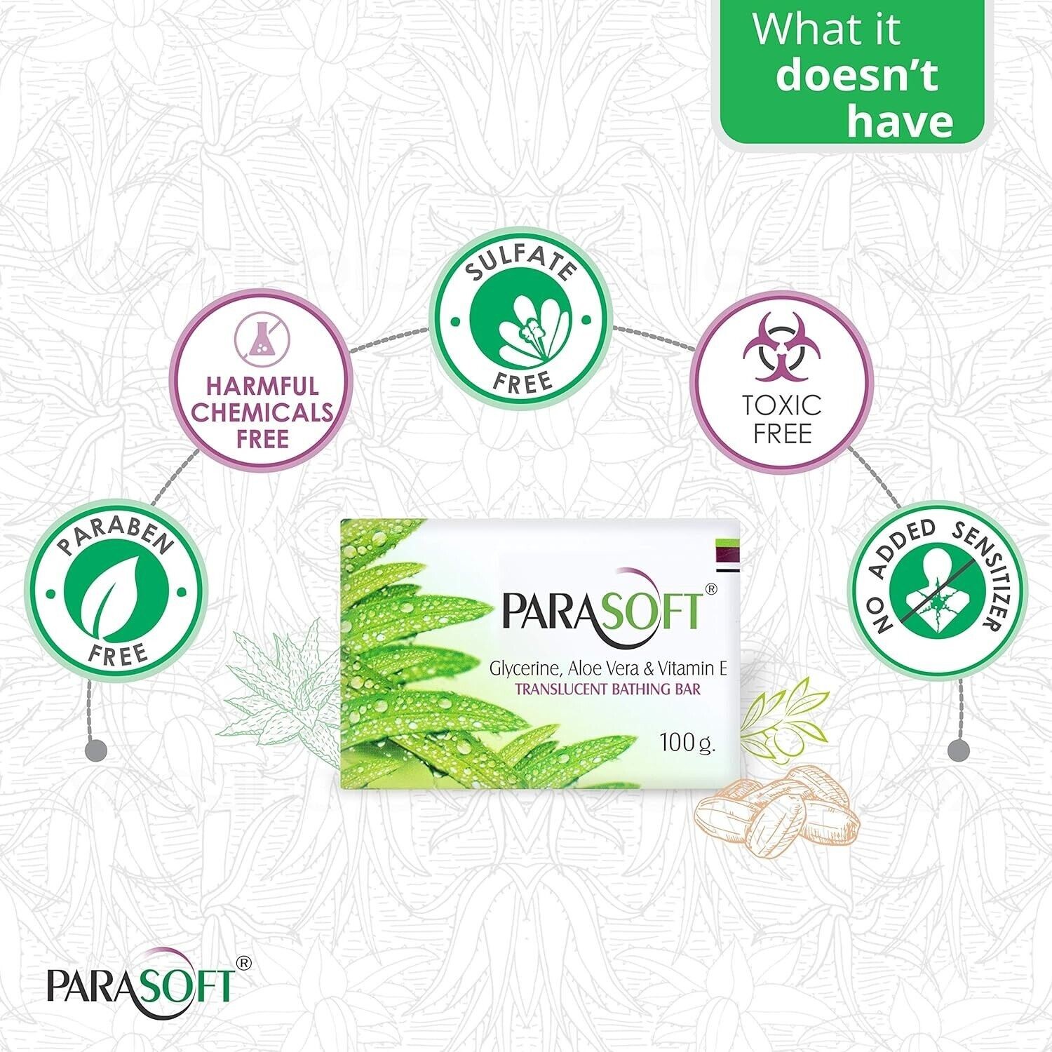 Pack of 4 Salve Pharma Parasoft Soap Dry Sensitive Skin Glycerine (100 gm)