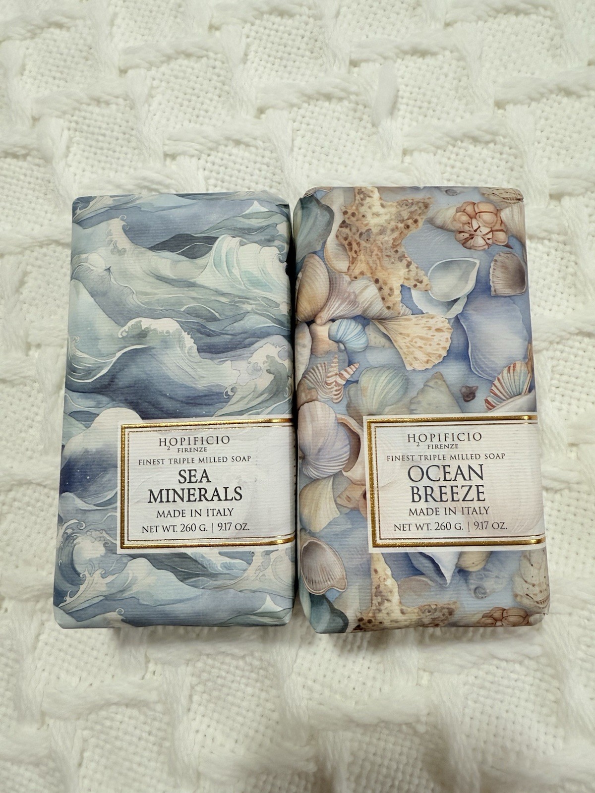 2pcs 9.17 Oz HOPIFICIO Sea Mineral & Ocean Breeze Bar SOAP Triple Milled