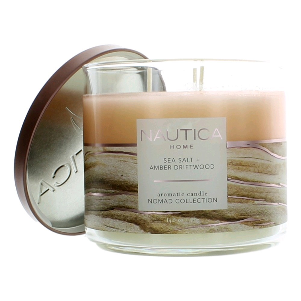 Nautica 14.5oz Soy Wax Blend 3 Wick Candle – Sea Salt & Amber Driftwood
