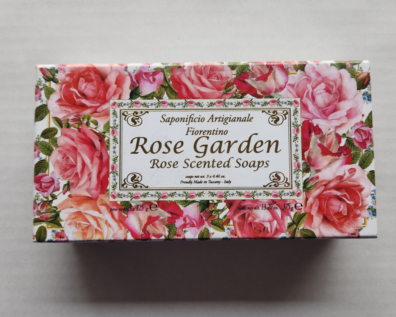 Saponificio Artigianale Fiorentino – Rose Garden Rose Scented Soaps -3 x 4.40 oz