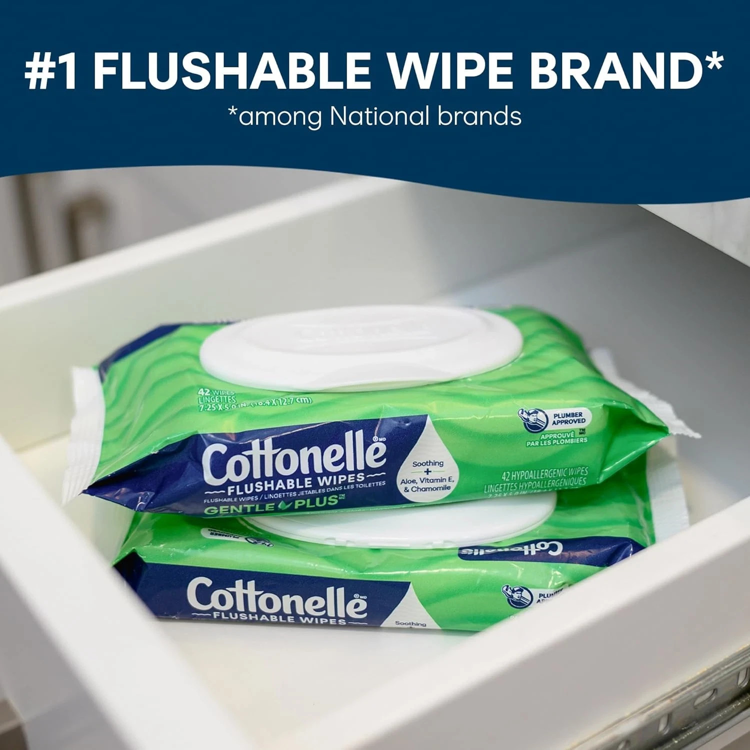 Cottonelle GentlePlus Flushable Wipes with Aloe & Vitamin E, 336 Total Wipes